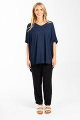 PQ Collection Hi Low Miracle Top Navy From BoxHill