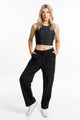Rose Road Baller Pants Black with Circular Embroidery From BoxHill