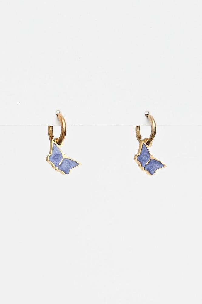 Stella and Gemma Enamel Butterfly Earrings Blue One Size Blue From BoxHill
