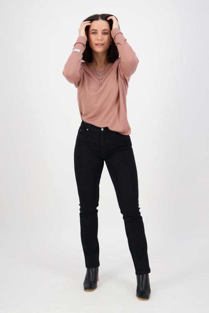 Vassalli Heavy Top Stitch Slim Leg Jeans Black From BoxHill