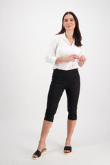 Vassalli Skinny Leg 3/4 Length Lightweight Pull On Pants Black From BoxHill