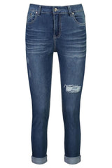 Vassalli Skinny Leg Ankle Grazer Jeans Folded Cuffs Blue Denim From BoxHill