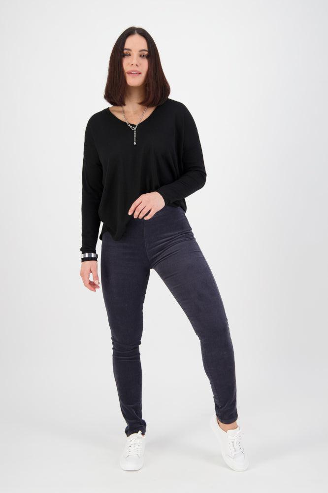 Vassalli Skinny Leg Cord Pull On Pants Graphite From BoxHill