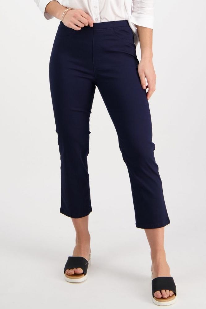 Vassalli Slim Leg 7/8 Length Pull On Pants Navy From BoxHill