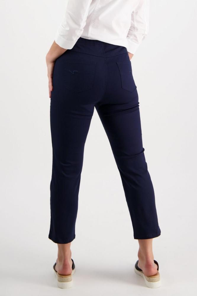 Vassalli Slim Leg 7/8 Length Pull On Pants Navy From BoxHill
