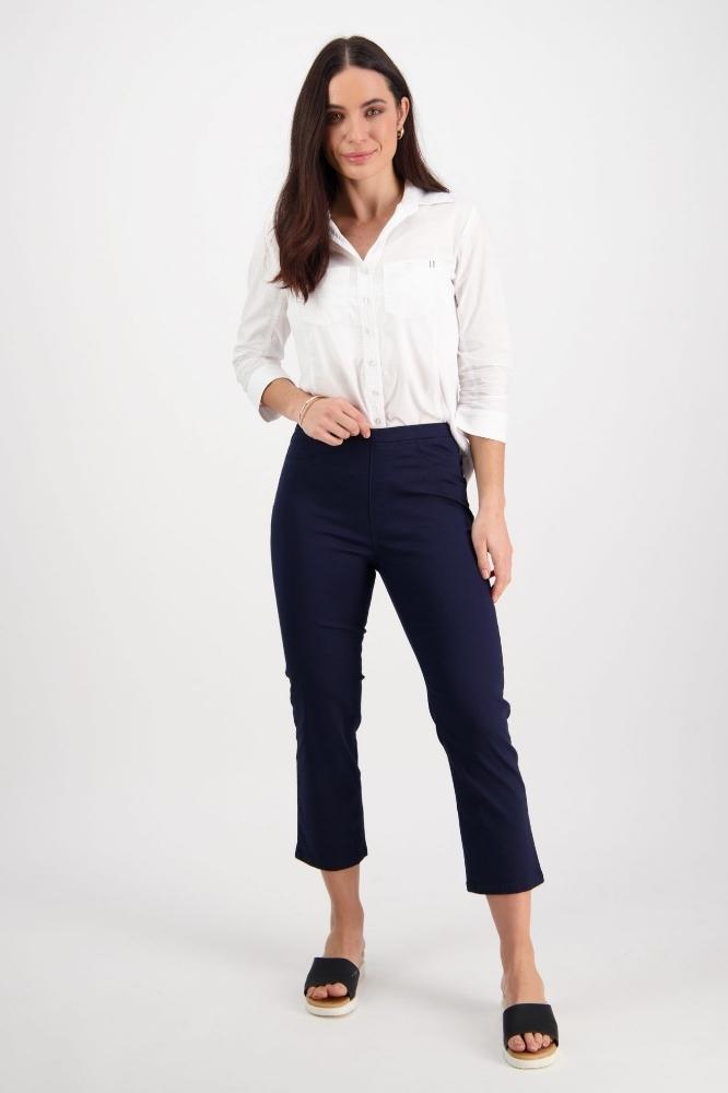 Vassalli Slim Leg 7/8 Length Pull On Pants Navy From BoxHill