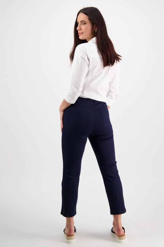 Vassalli Slim Leg 7/8 Length Pull On Pants Navy From BoxHill
