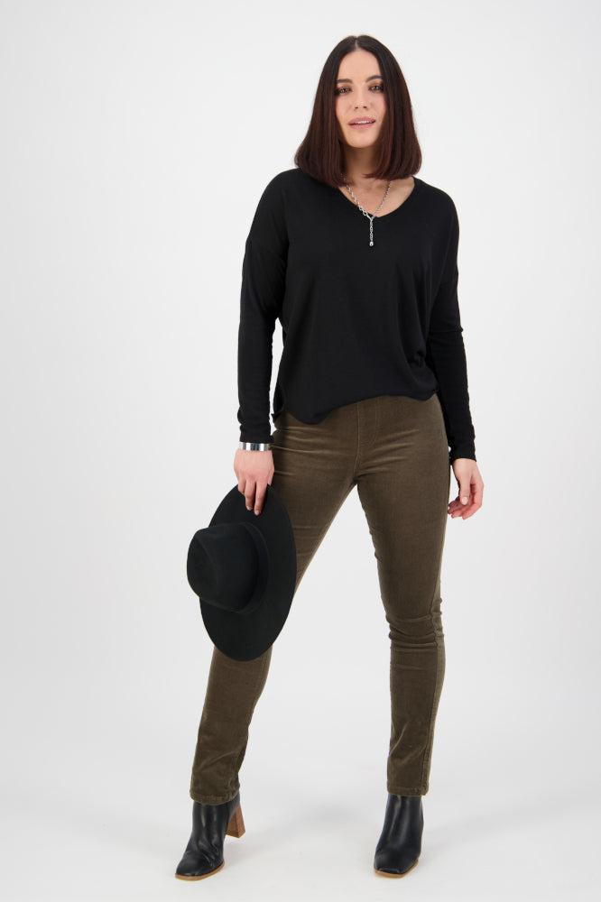 Vassalli Slim Leg Cord Pull On Leggings Seaweed From BoxHill