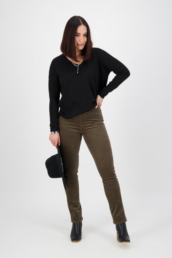 Vassalli Slim Leg Cord Pull On Leggings Seaweed From BoxHill